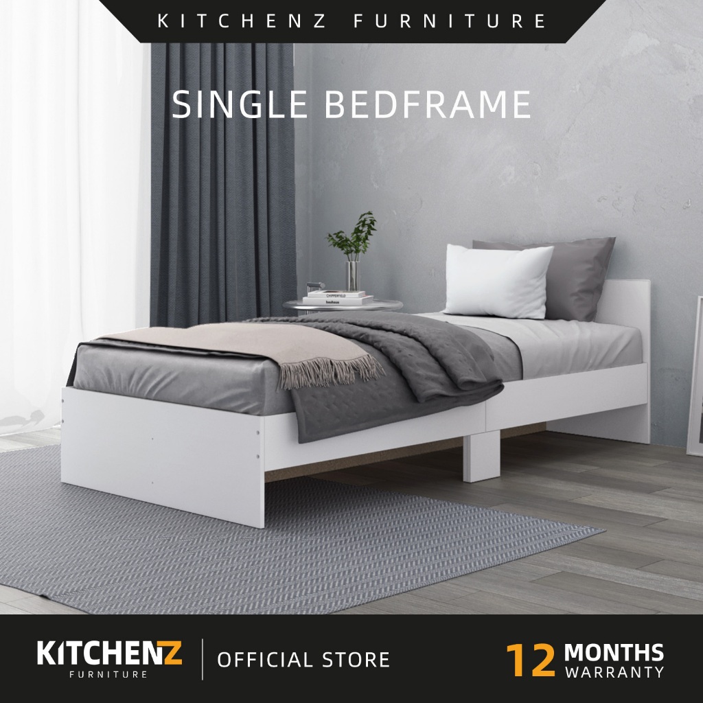 KitchenZ Sabah Wooden Single Bed Frame with Headboard Katil Single Kayu ...