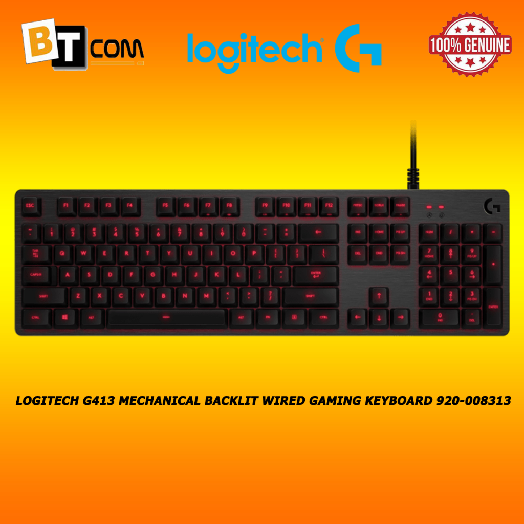 Logitech G413 Mechanical Backlit Wired Gaming Keyboard 920-008313 ...