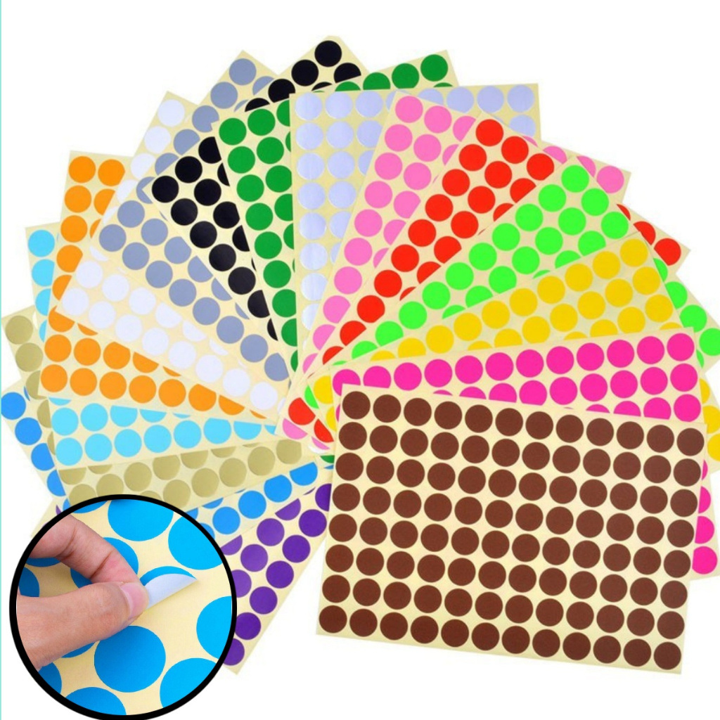 🇲🇾 1 Sheet Round Circle Bulat Dot Self Adhesive Color Label Remark Code ...