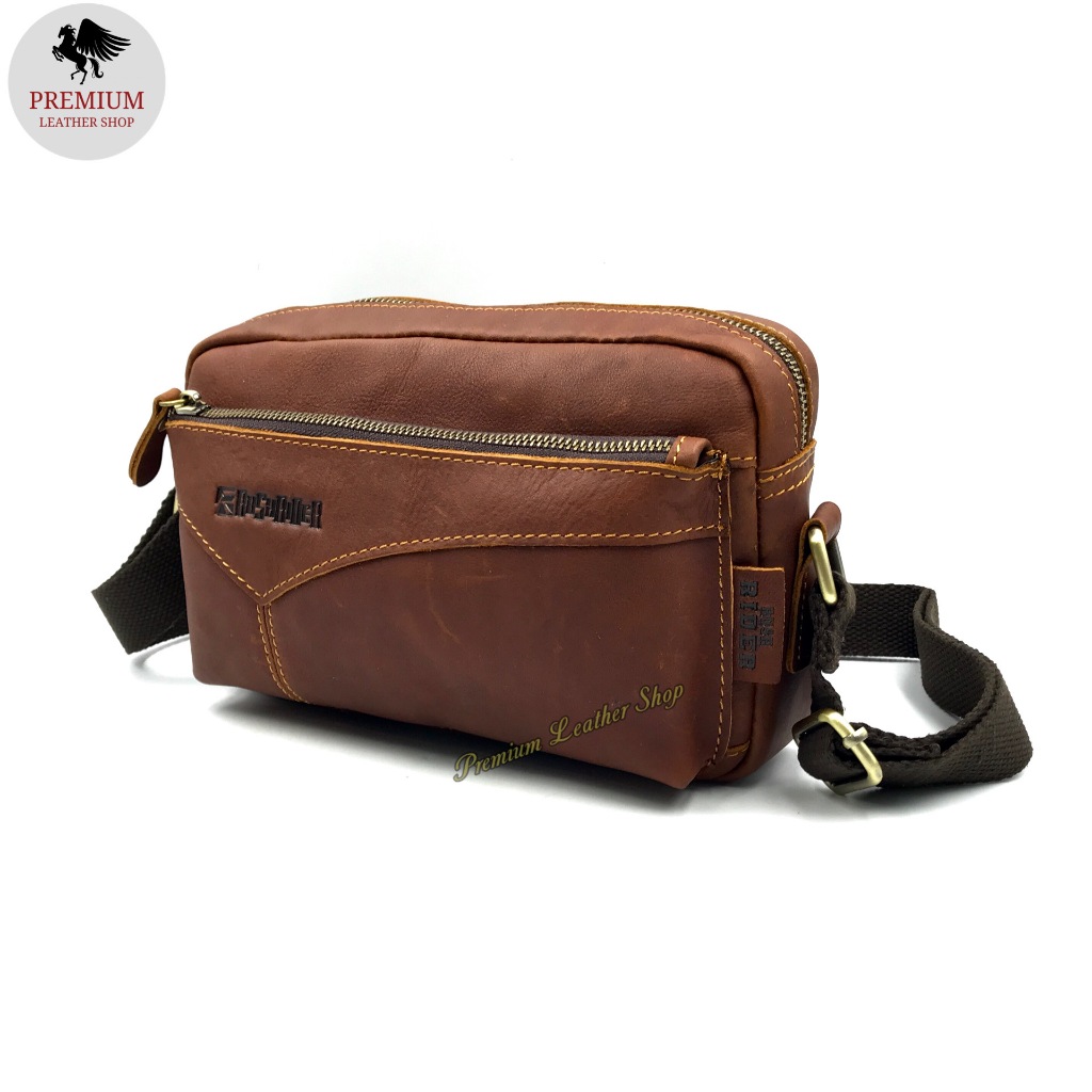 Rush Rider Full Cow Leather Sling Bag Men Shoulder Cross Body Men ...