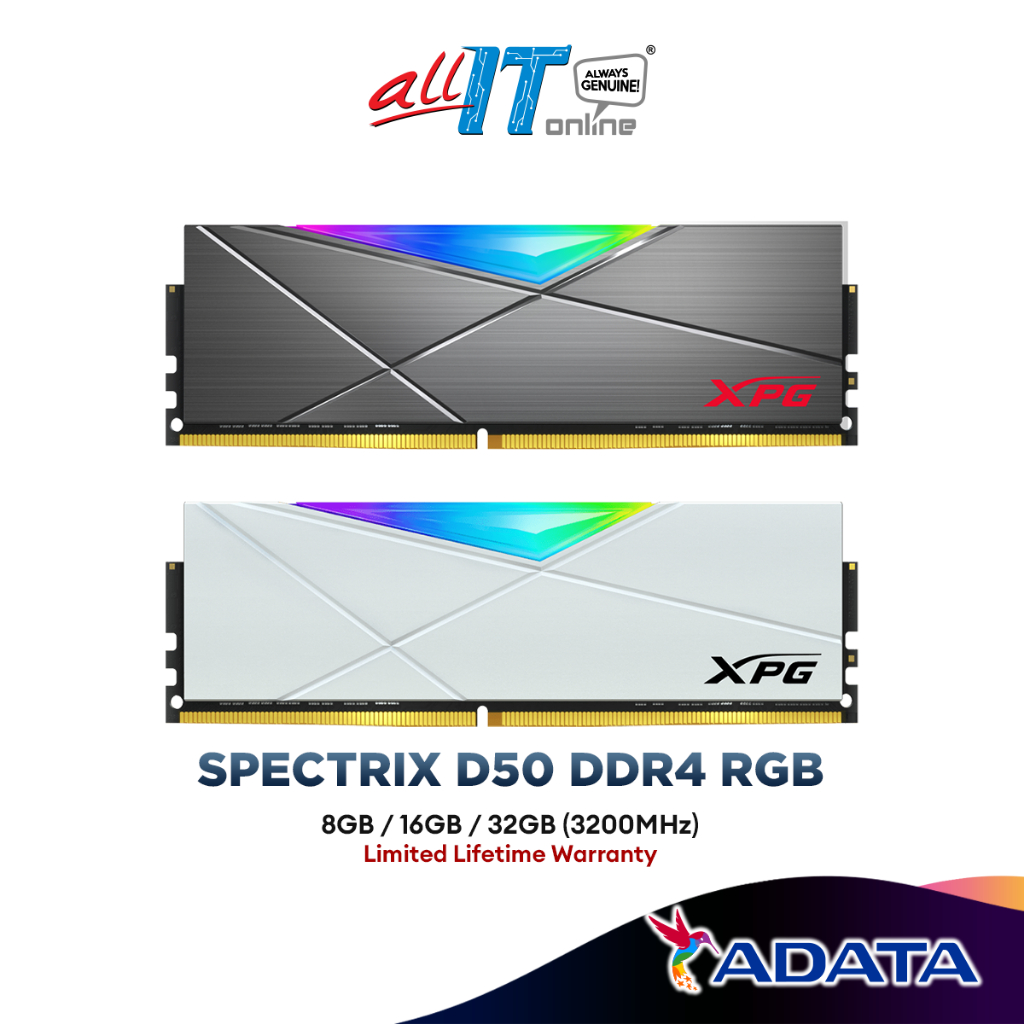 ADATA XPG Spectrix D50 16GB (8GB X2) DDR4 RGB 3200MHz Desktop PC Gaming ...
