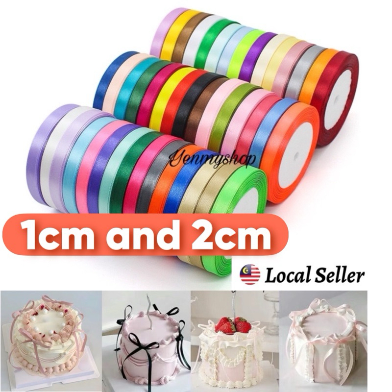 🇲🇾1CM×22M 2CM Kek Ribbons Cake Decoration SATIN Ribbon Reben 彩带 ...