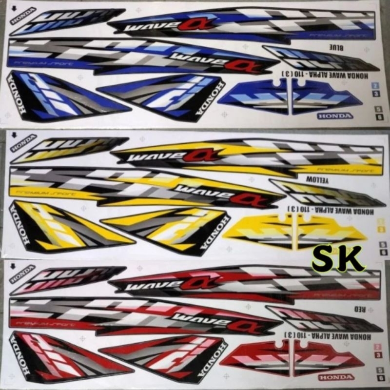 HONDA WAVE ALPHA WAVE 110CX (3) STRIPE BODY STICKER STIKER (READY STOCK ...