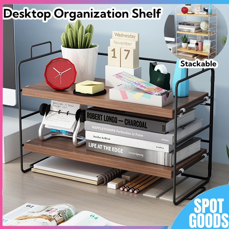 Specool-Stackable Office Desktop Organisers Desk Bookshelf Stationery ...