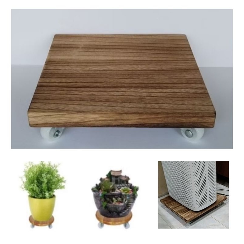 Carbonized Solid Wood Flower Pot Removable Square Tray Plant Holder ...