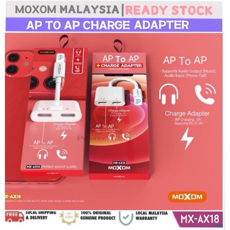 🇲🇾*Ready Stock*💯% Original MOXOM Audio Adapter MX-AX18 Earphone Adapter ...