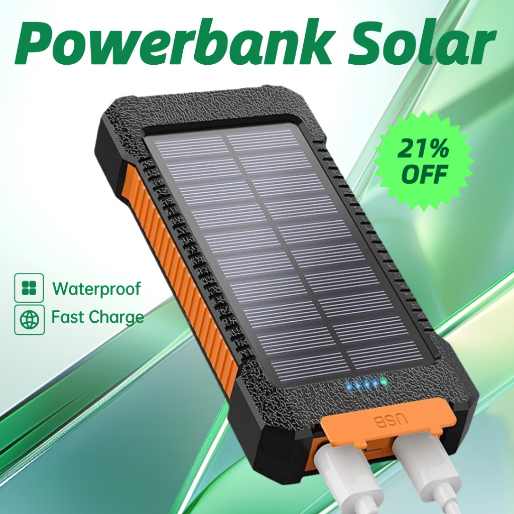 Premium Waterproof Solar Power Bank - 20000mAh with Compass