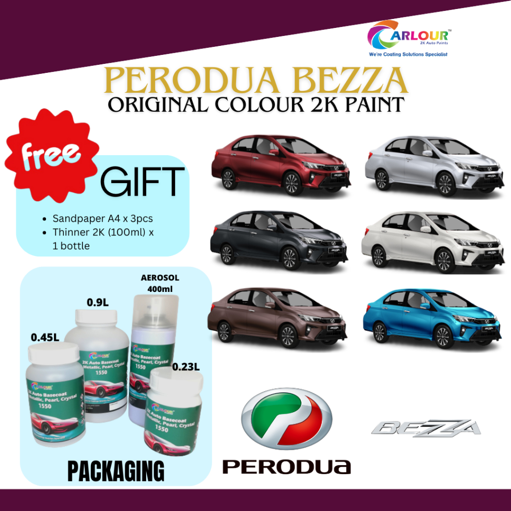 Perodua Bezza New Original Color 2K Paint Basecoat Solid Metallic Pearl ...