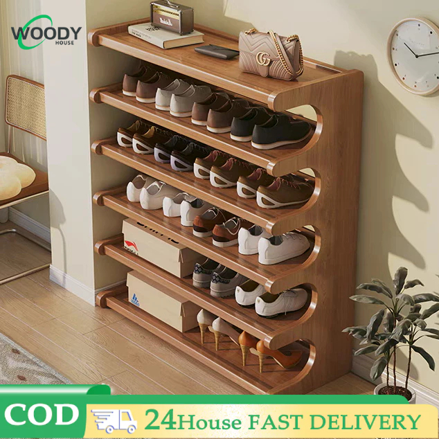 🔥Bamboo Shoe Rack 3/4/5/6 Layers Shoe Rack Organizer Wood Shoe Rack ...