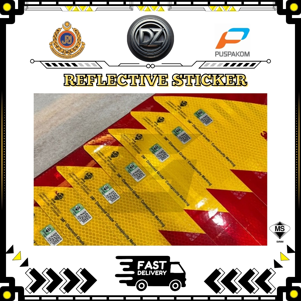1 Pair Sirim Logo Reflective Sticker / Red Yellow Lorry Sticker ...