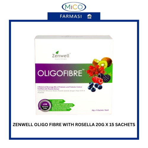 ZENWELL OLIGO FIBRE WITH ROSELLA 20G X 15 SACHETS EXP 02 2026 My 11134207 7r98t