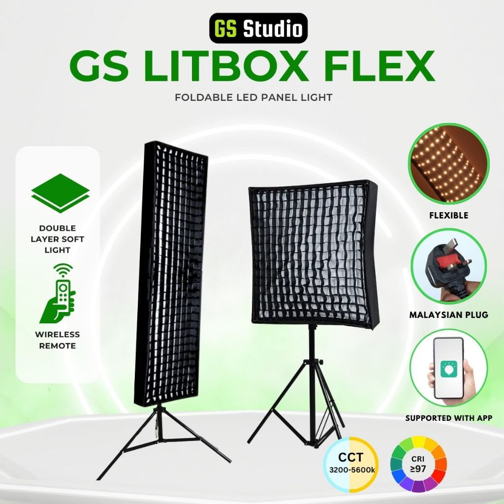 GS LitBox Flex Foldable LED Video Panel Light 3200-5600K Bi-Color CRI ...