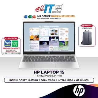 HP Laptop 15-fd0217/18/19TU 15.6" FHD Laptop (Intel® Core™ i5-1334U | 8GB | 512GB SSD | Intel® Iris® Xᶱ Graphics | H&S)