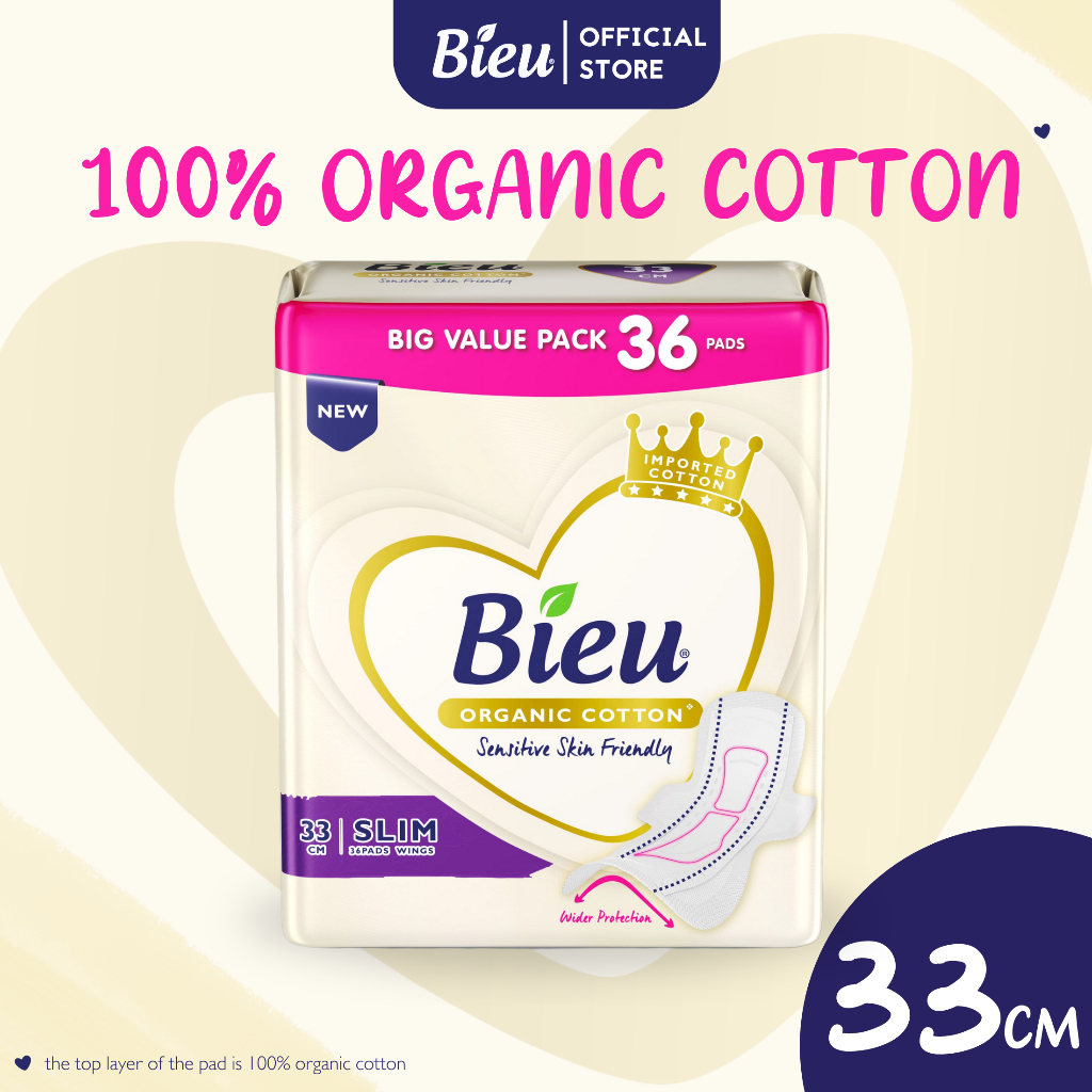 Bieu Organic Cotton Slim Wing (33cm/36's) | Shopee Malaysia