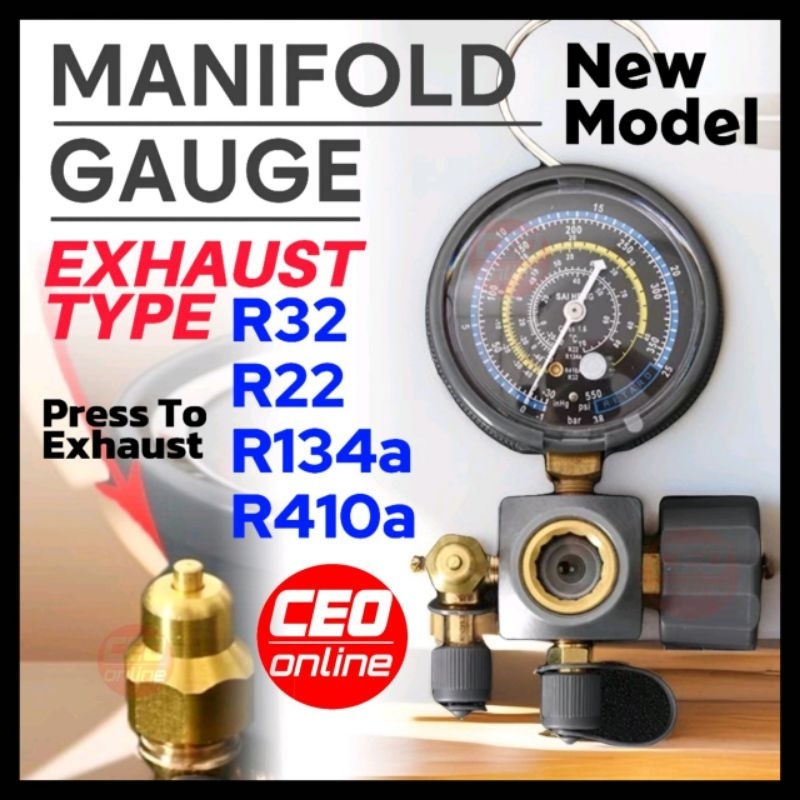 CEO 🇲🇾 Single Manifold Gauge Exhaust Type R32 R410a R22 R134a Aircond ...
