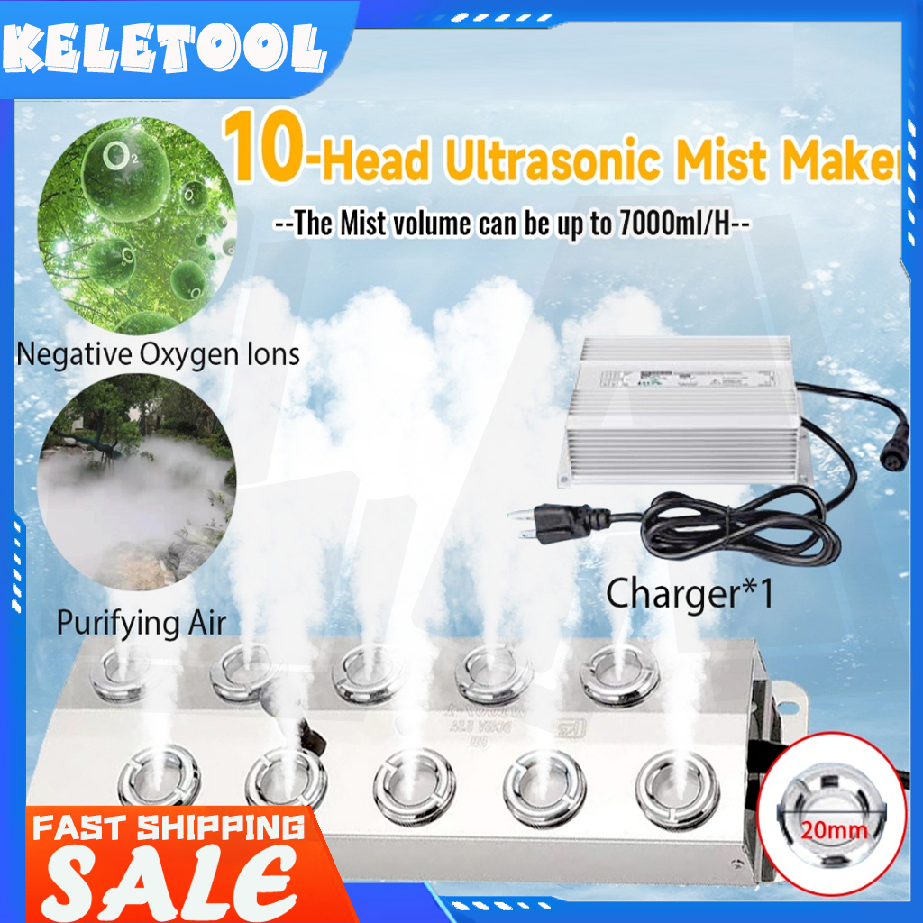 DC 48V 10 Head Ultrasonic Mist MakerGreenhouse Aeromist Hydroponics Air ...