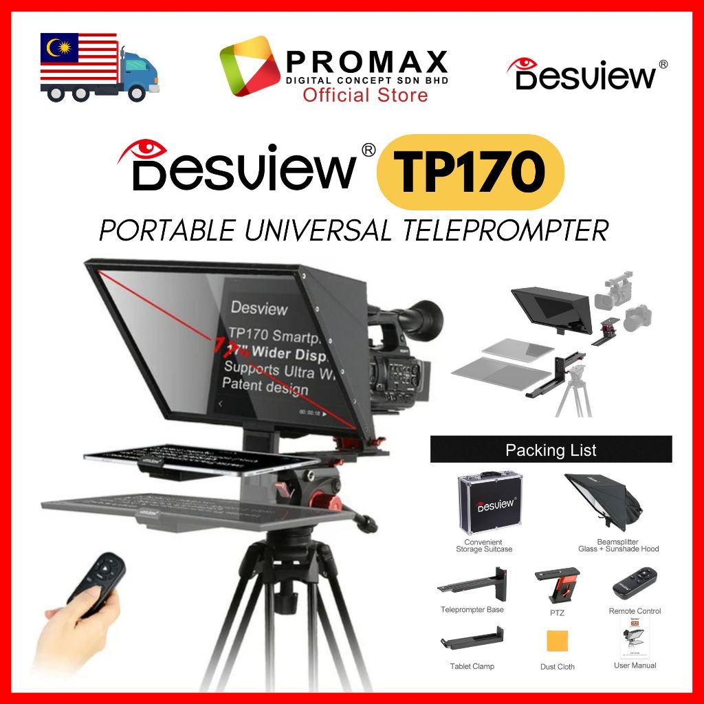 Desview DSV-TP170 17 inch Portable Teleprompter Pad for Tablets ...