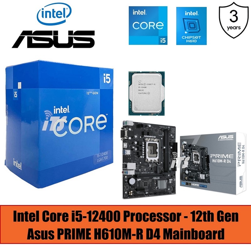 Intel Core i5-12400 Bundle Asus PRIME H610M DDR4 LGA1700 Mainboard (PWP ...