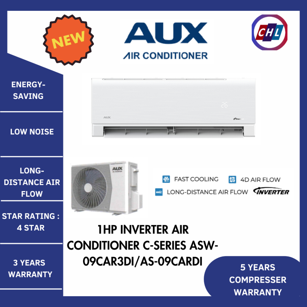AUX Inverter Air Cond C-Series 4star (1HP ASW-09CAR3DI/AS-09CARDI) / (1 ...