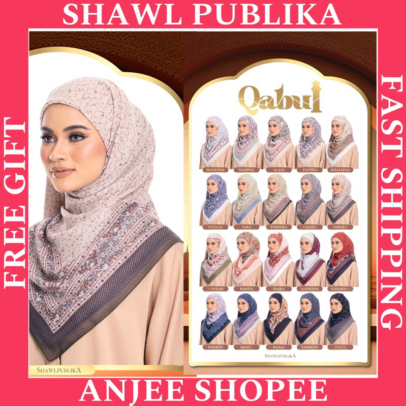 SHAWLPUBLIKA QABUL Collection TUDUNG BAWAL CORAK PRINTED BAWAL COTTON ...