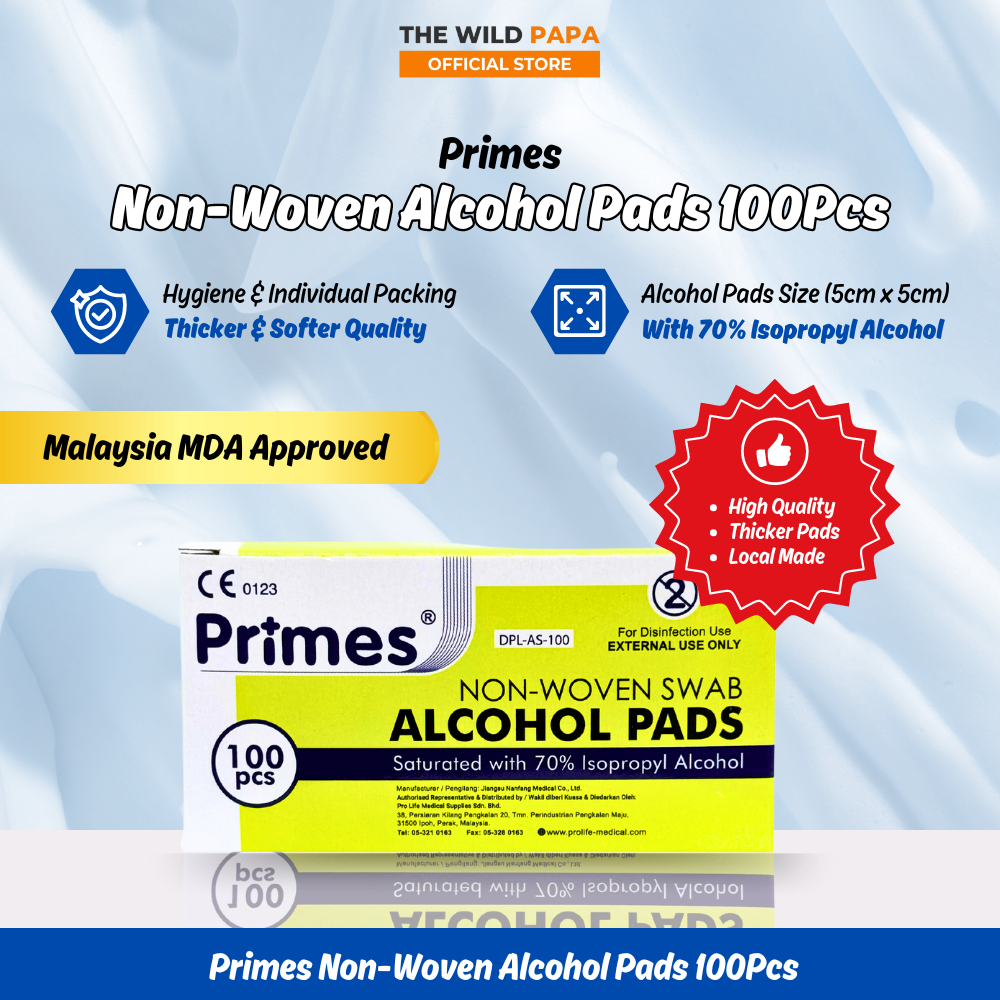 Primes Alcohol Pads 100Pcs Non-Woven Swab With 70% Isopropyl Alcohol ...