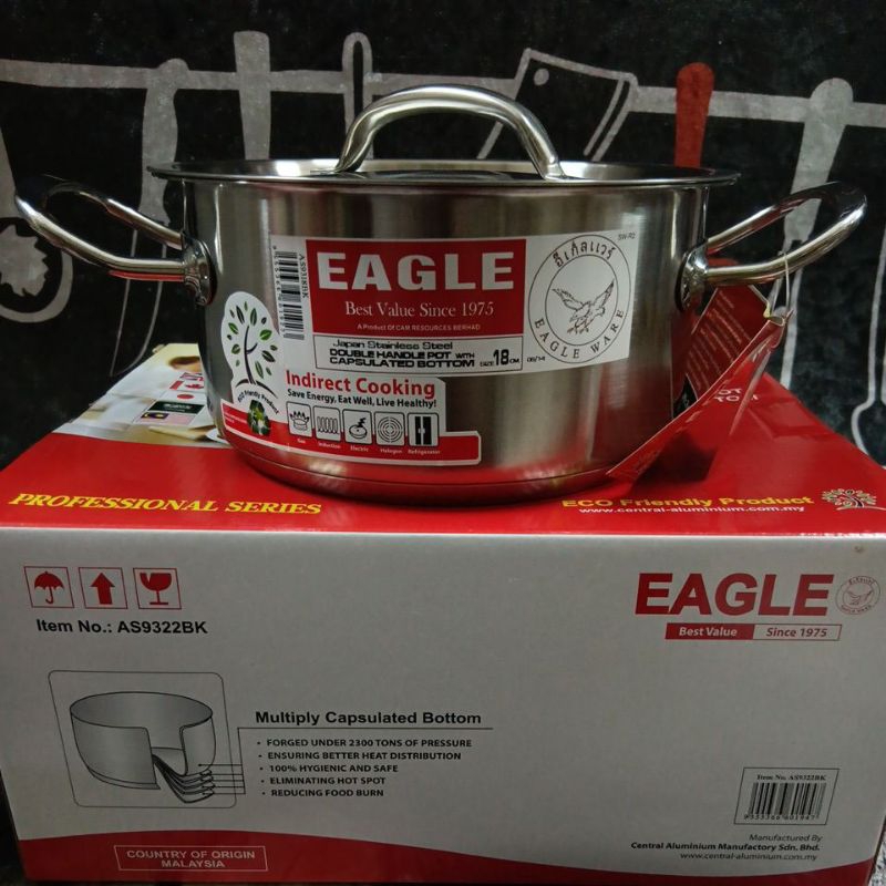 Eagle double handle pot with encapsulated bottom | Shopee Malaysia