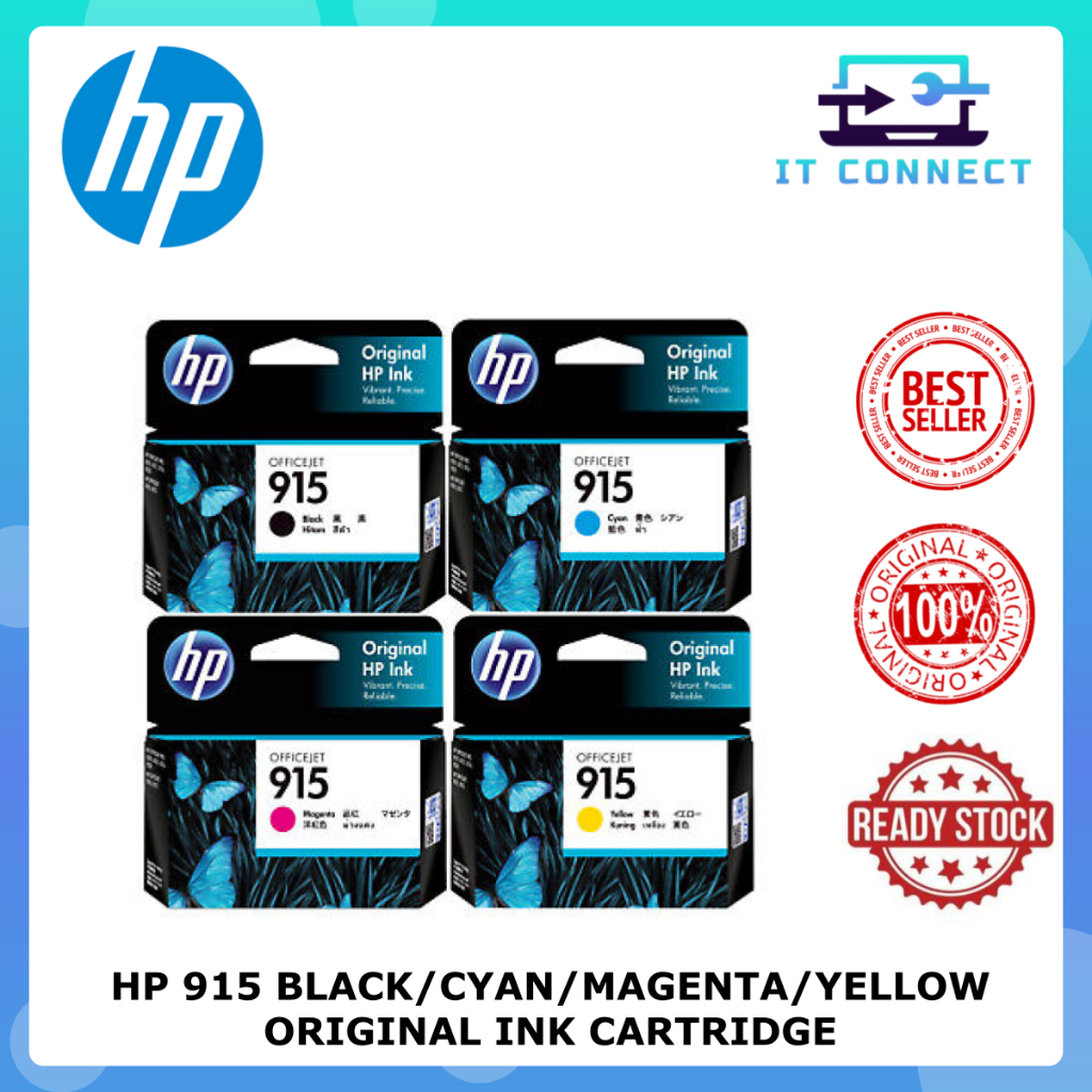 HP 915 BLACK/CYAN/MAGENTA/YELLOW ORIGINAL INK CARTRIDGE *READY STOCK ...