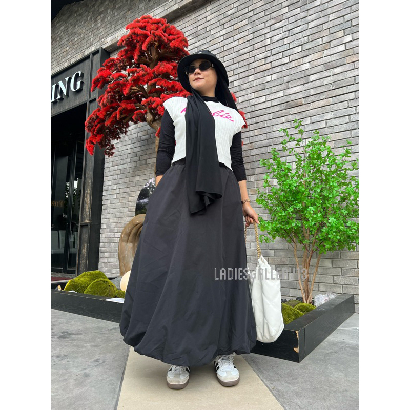 Balloon puffy Long Skirt Maxi Free Size A Line By Ladiesgallery13 Shopee Malaysia