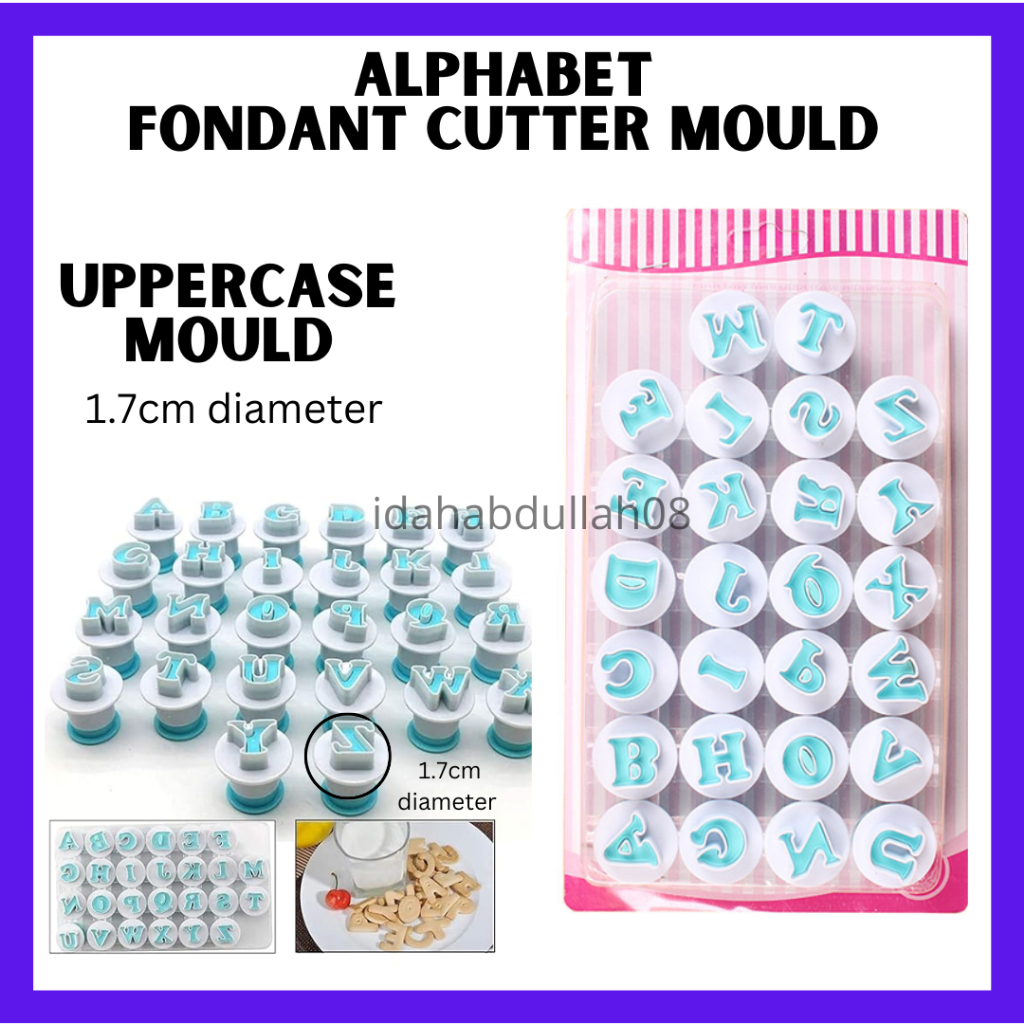 Fondant cutter Alphabet and Number mold 26 uppercase and lowercase ...