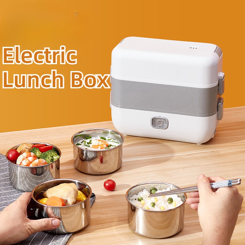 2L Multifunction Cooking Electric Heating Steaming Lunch Box Stainless ...