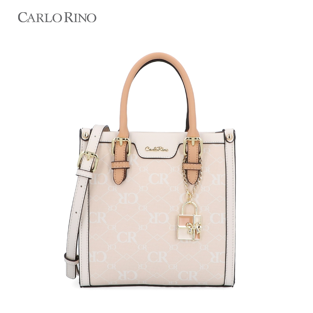 Carlo Rino CR Monogram in Cream Top Handle - Beige | Shopee Malaysia