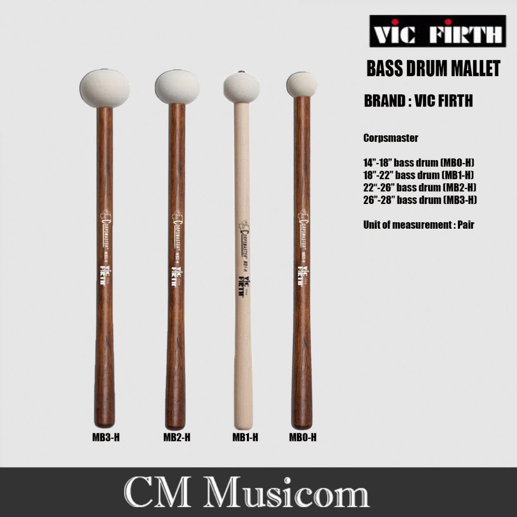 Bass Drum Mallet Hard / Super Hard Felt Head (Vic Firth), Pair | Shopee ...