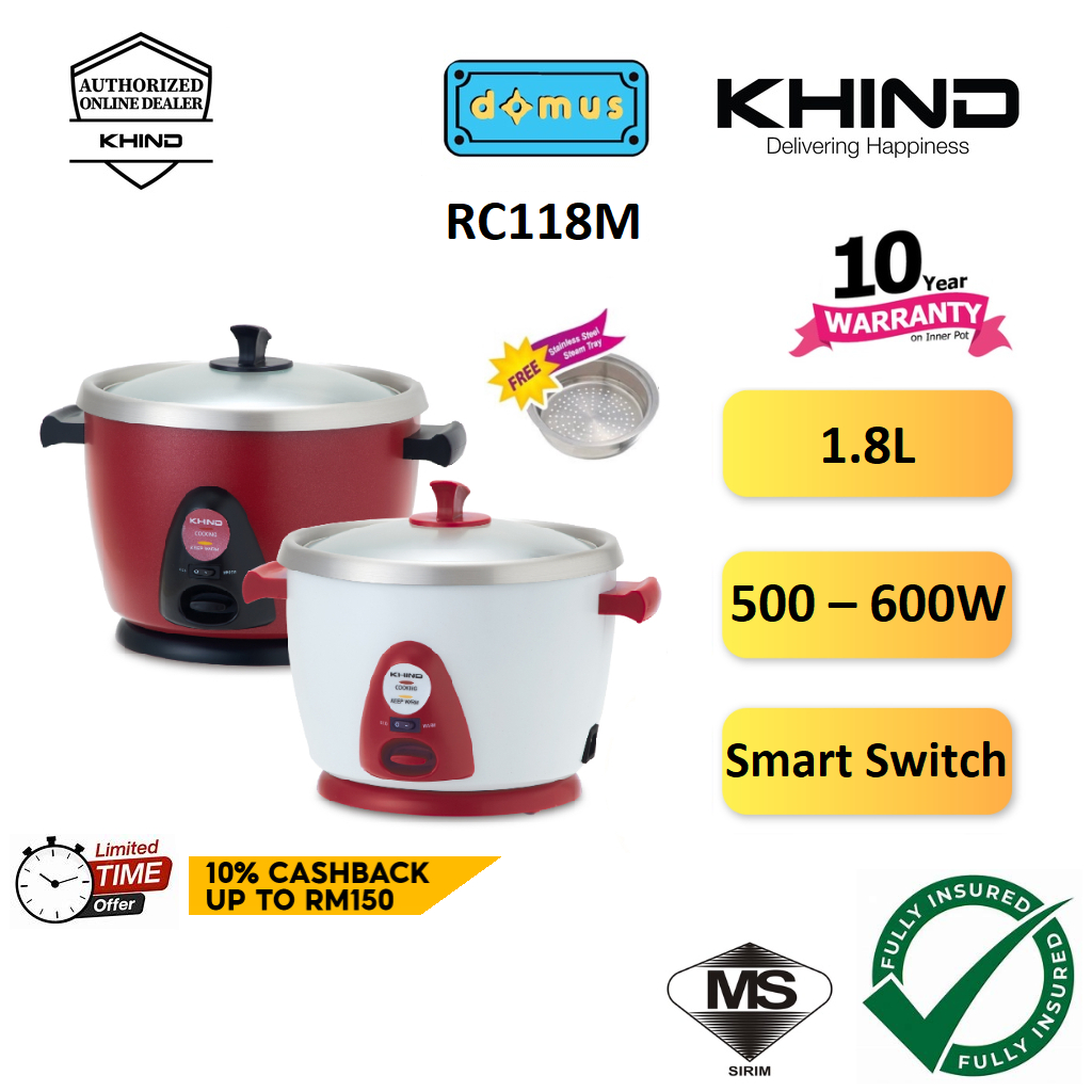 RANDOM COLOR Khind Anshin Electric Rice Cooker 1.8L With Stainless ...