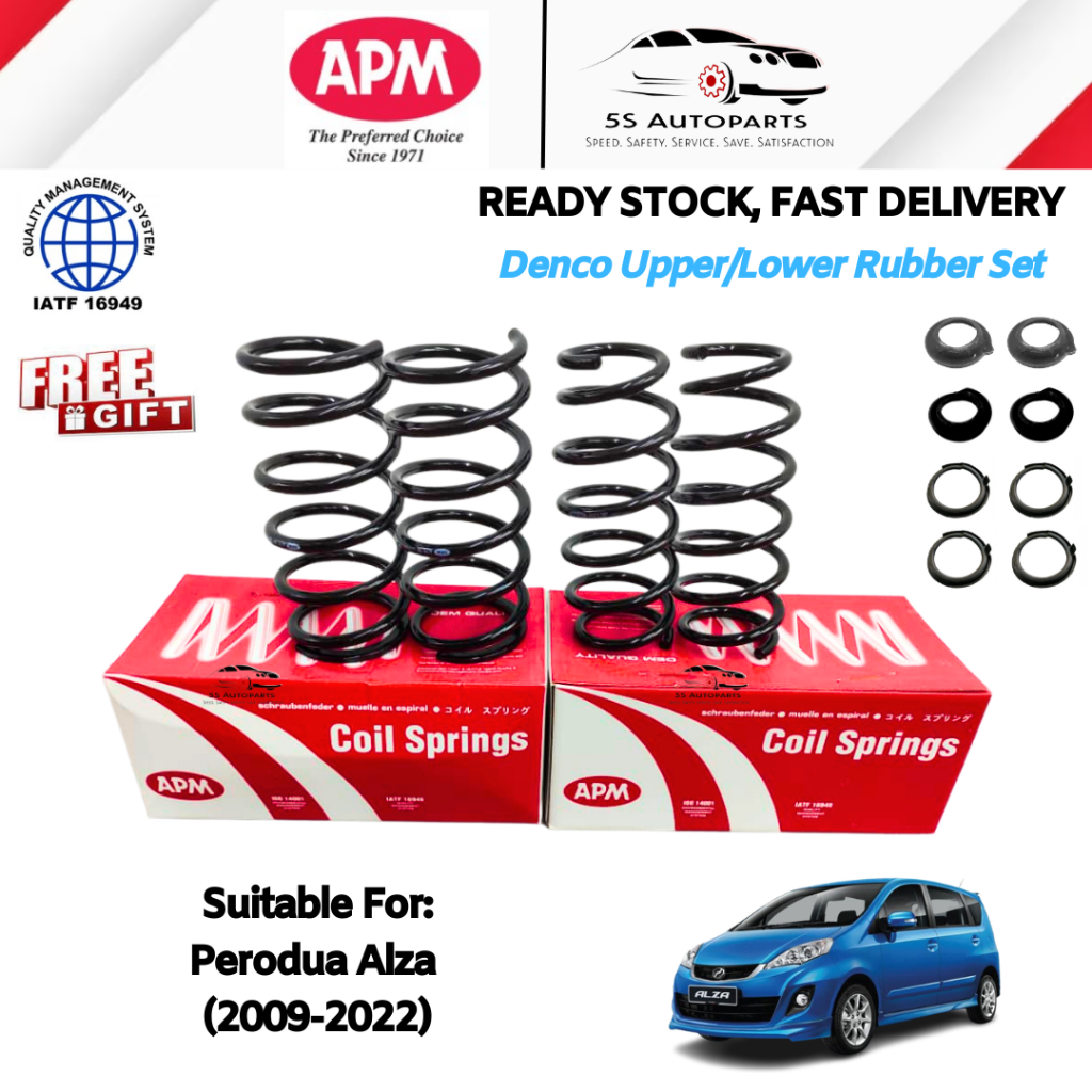 APM Perodua Alza (2009-2021) Standard Coil Spring Front (Depan) /Rear ...