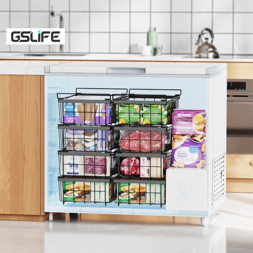 GSlife 4 Packs Stackable Chest Freezer Basket Rack Freezer Storage ...