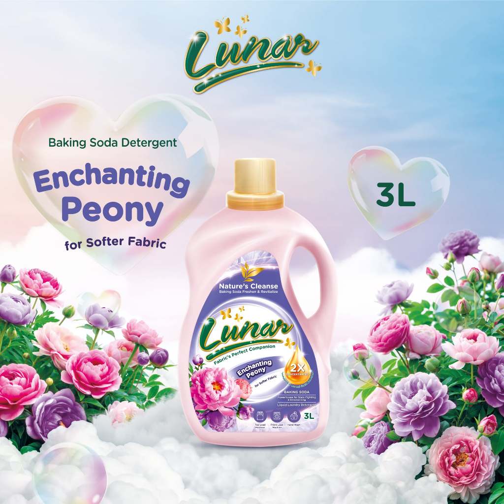 LUNAR 2X Concentrated Baking Soda Liquid Detergent Enchanting Peony 3L