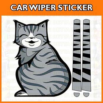 Sticker Wiper Kereta - Grey Cat Smile | Shopee Malaysia
