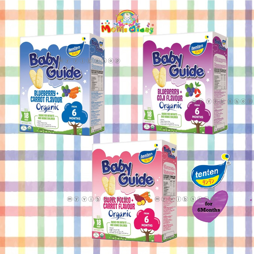 TENTEN BABY GUIDE ORGANIC RICE RUSK 36GM FOR 6 MONTHS+ (HALAL) (EXP2026 ...