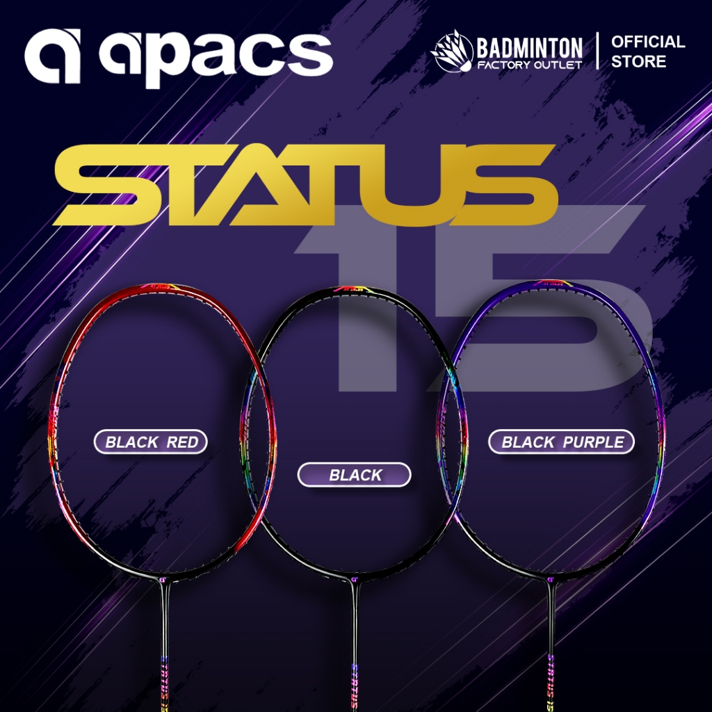 APACS Status 15 (Black/Black Purple/Black Red) Badminton Racket - 4UG1 ...