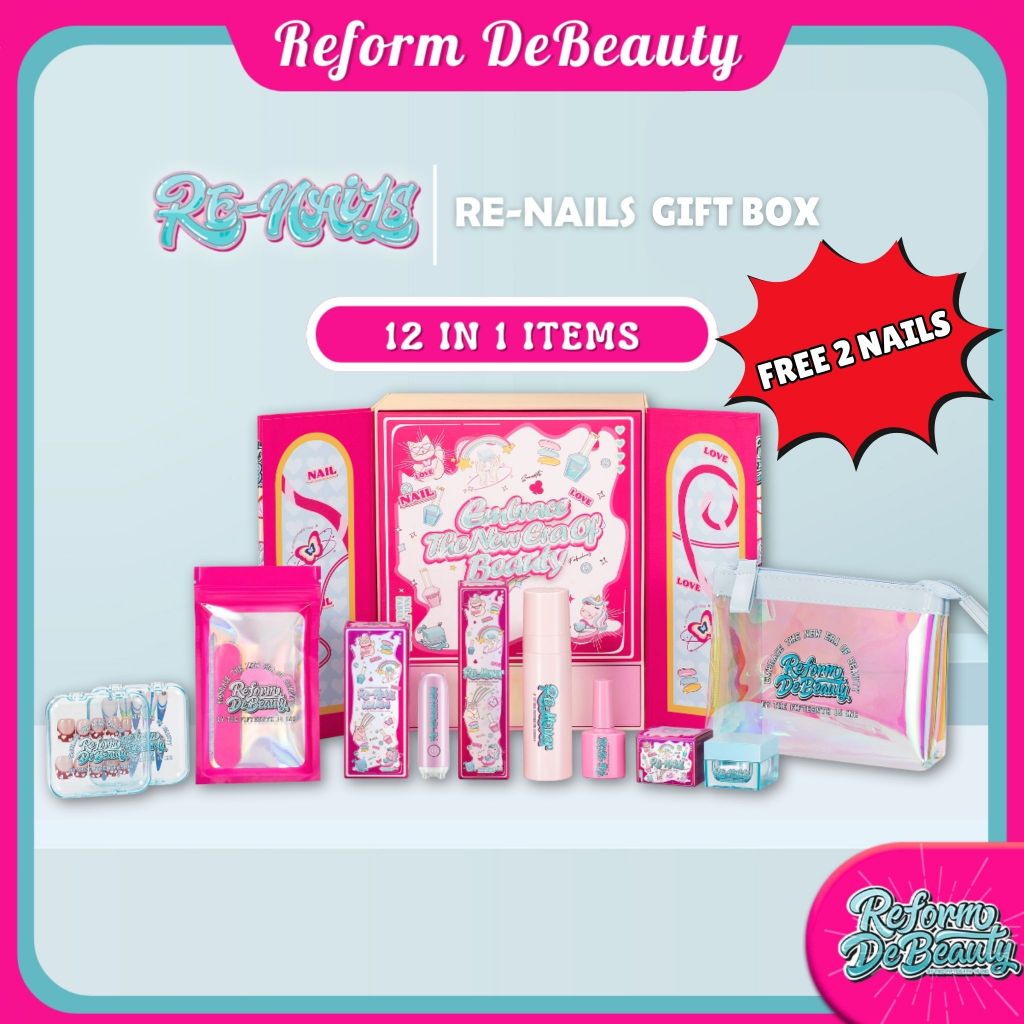 Full Set for Press on nails (free 2 Handmade Nails) GIFT BOX SET ...