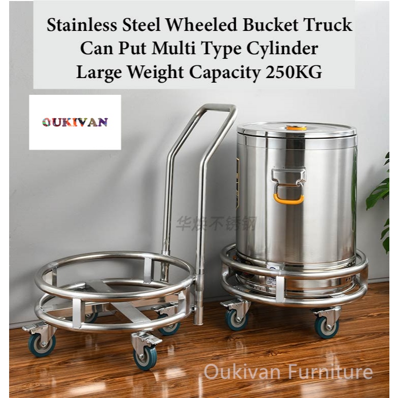 Portable STAINLESS STEEL Bucket Rack Trolley with Handle Thickened ...