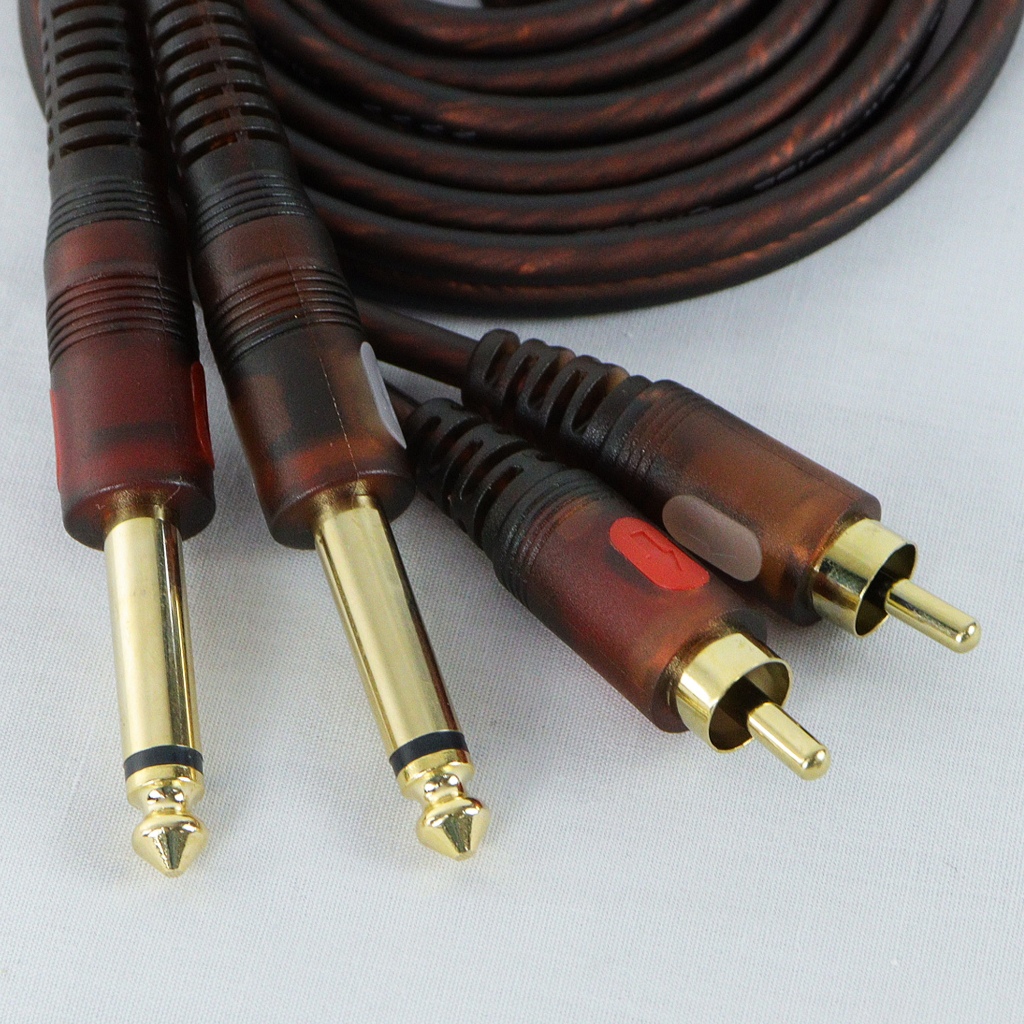 Gold-Plated 2*6.35mm to 2 RCA Cable Stereo Audio Aux 1.5m/ 3m/ 5m ...