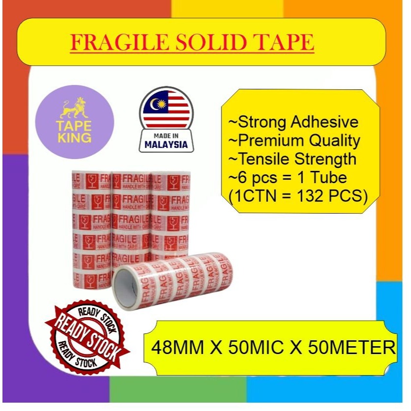 50 meter X 48mm X 50mic Fragile Tape Strong Glue Series Transparent ...