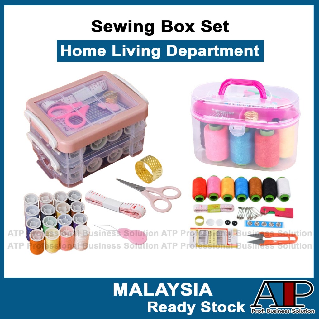 Vintage sewing kit : scissors, tape measure, needle and thread Stock