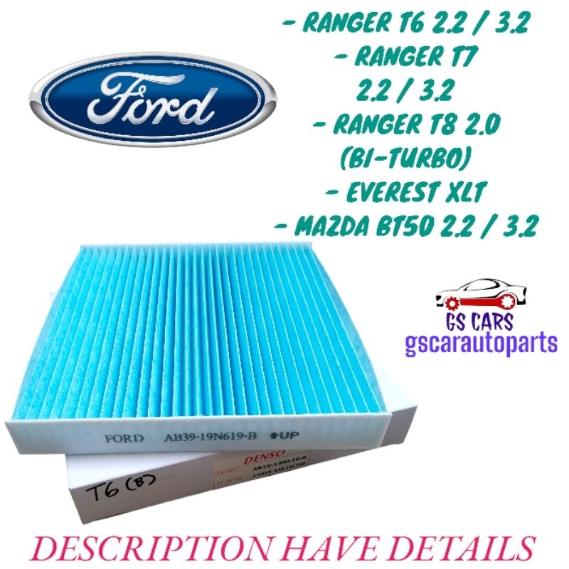 Cabin Filter Ford Ranger T6 T7 2.2 3.2 T8 2.0 bi-turbo Mazda BT50 2.2 3 ...