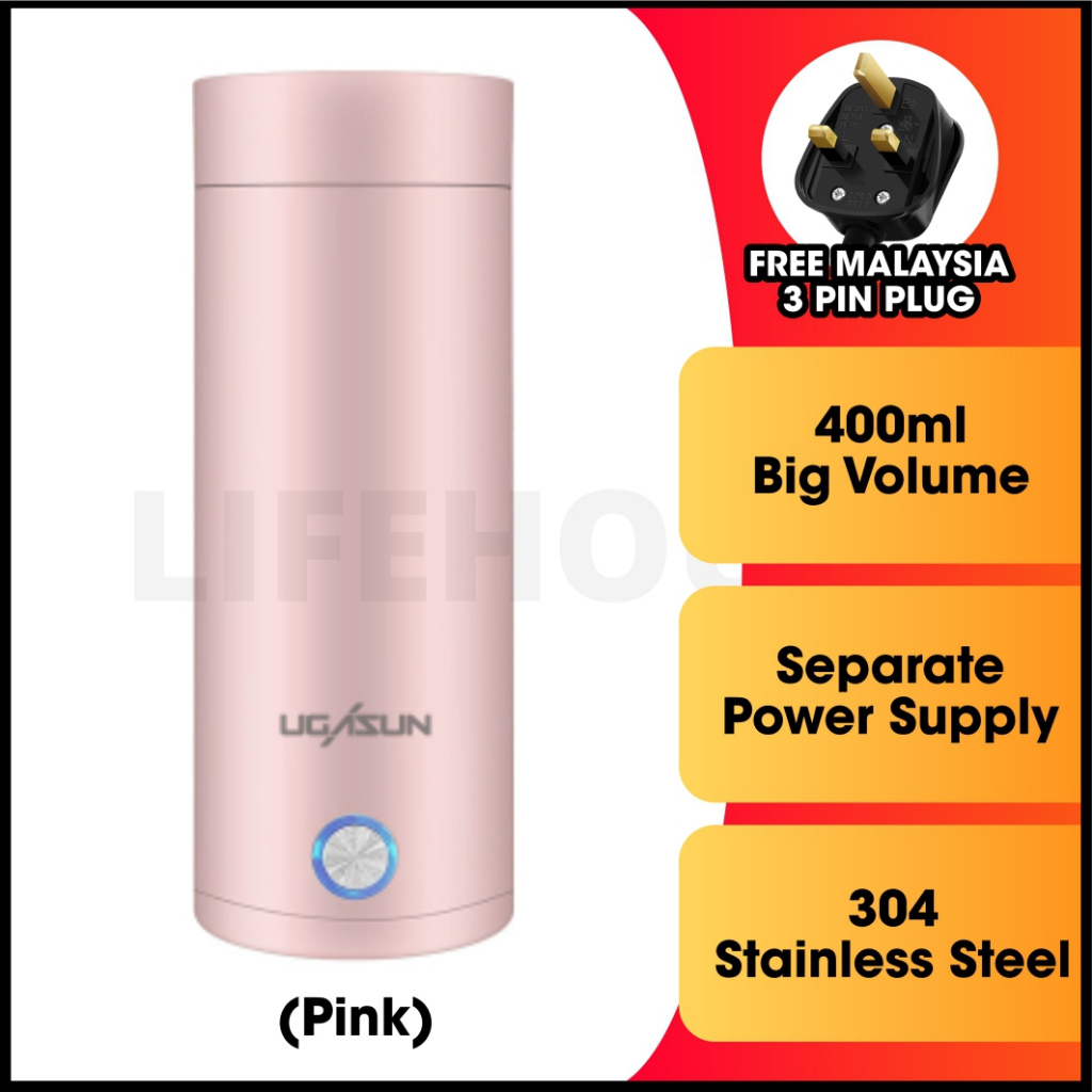 【3 Pin Plug】Portable Electric Kettle Stainless Steel Water Boiler
