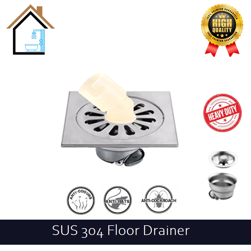 SUS 304 150x150mm 6 inches Floor Trap Floor Drainer Floor Grating Anti ...