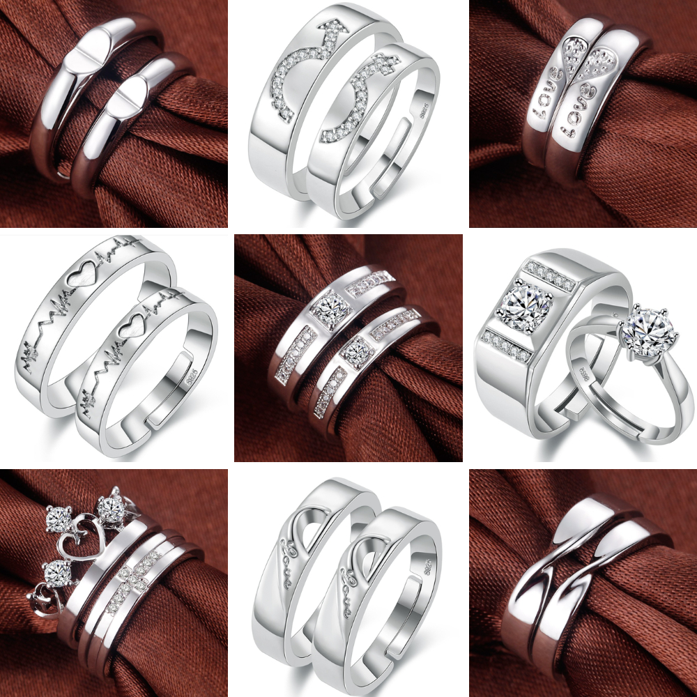 Cincin S925 Silver Rings Adjustable Couple Women Ring/Cincin Perempuan ...