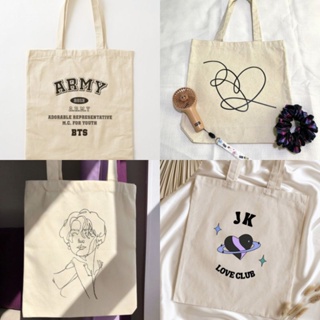 V BTS Tote Bag Aesthetic Tote Bag Taehyung BTS Merch Cotton 