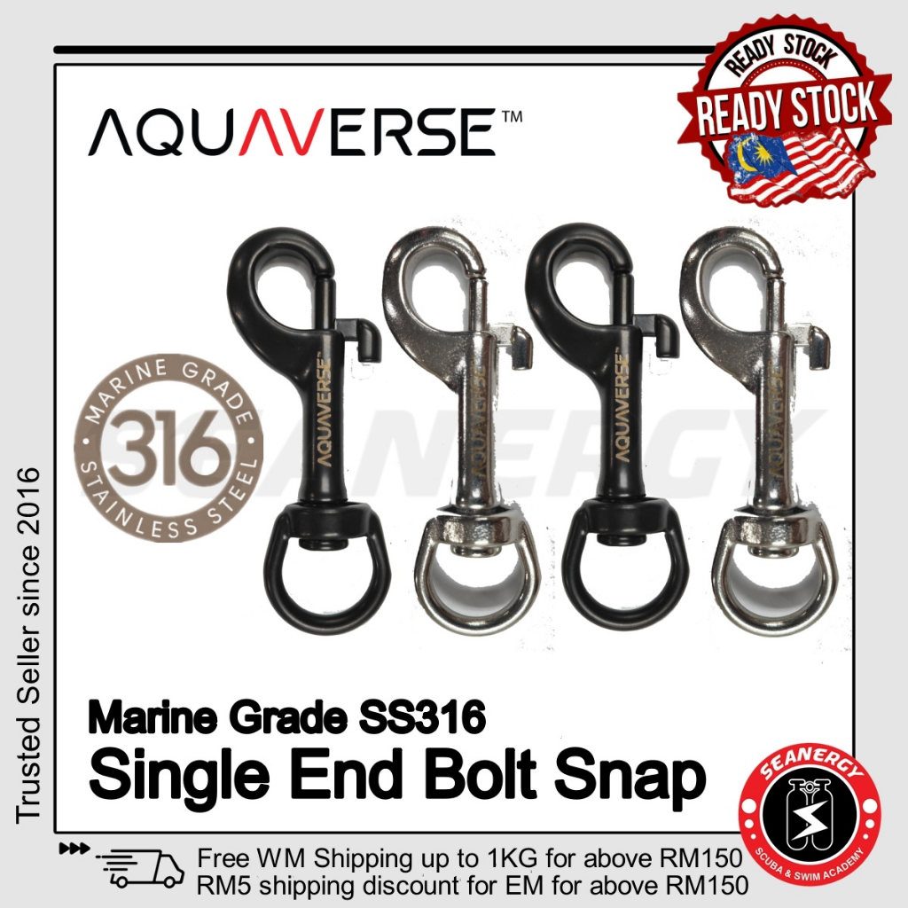 AQUAVERSE HIGH QUALITY 316 STAINLESS STEEL SINGLE HOOK BOLT SNAP CLIP